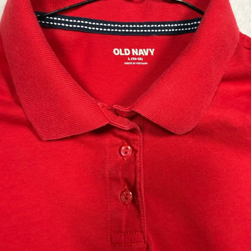 Old Navy Kids Red Short Sleeve Polo Shirt School Uniform Size L 10-12